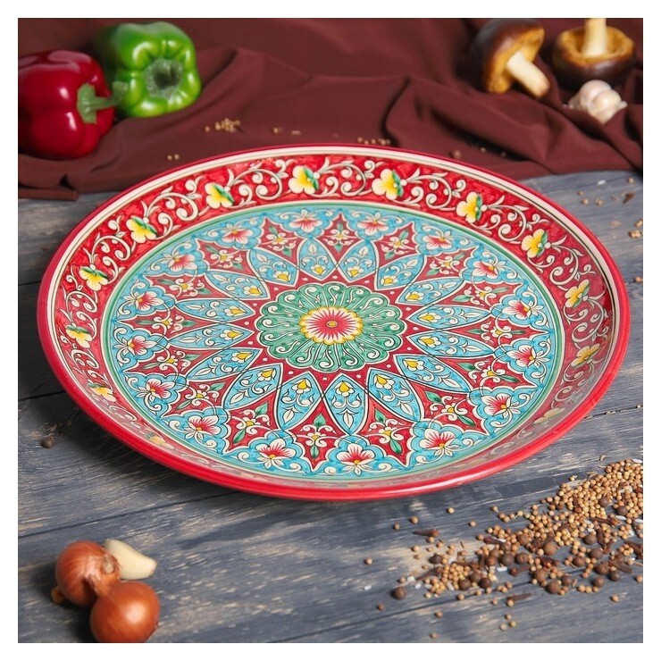 Ляган круглый риштанская керамика 37,5см  Риштанская керамика