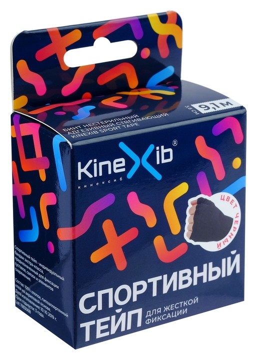 

Спортивный тейп Kinexib, 3,8 см х 9,1 м, чёрный