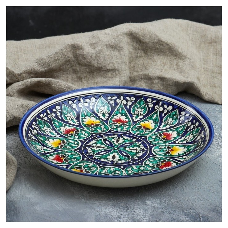 Ляган риштанская керамика с национальной росписью 24,5см  Риштанская керамика