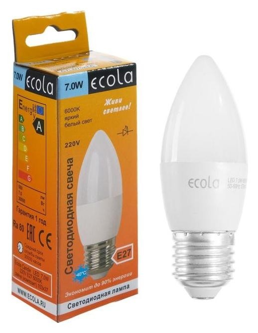 

Лампа светодиодная Ecola "Свеча", 7 Вт, е27, 6000 К, 220 В, 103х37 мм