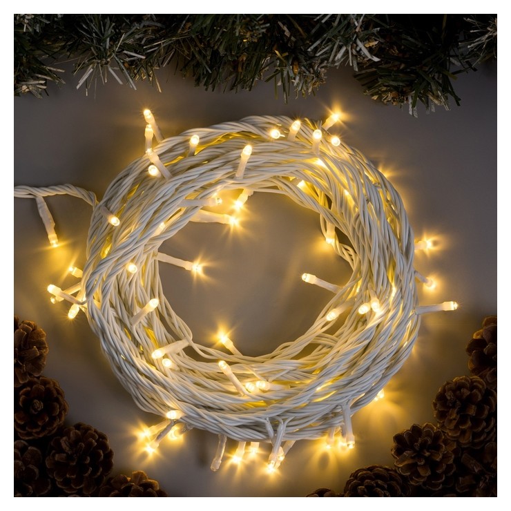 

Гирлянда "Нить" 10 м, Ip44, умс, белая нить, 100 Led, свечение тёплое белое, 220 В