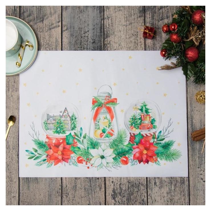 

Салфетки на стол "Christmas Red Flowers" 30х40см, 100% п/э, оксфорд 420 г/м2, Красный