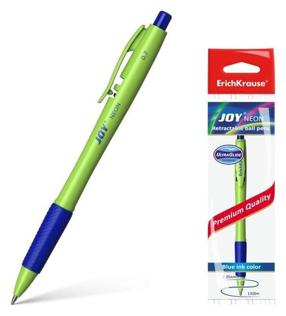 

Ручка шариковая автомат Erichkrause JOY Neon, Ultra Glide Technology, чернила синие 46788