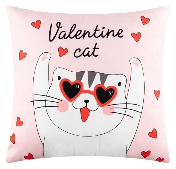 

Подушка Valentine Cat 40х40 см, Розовый