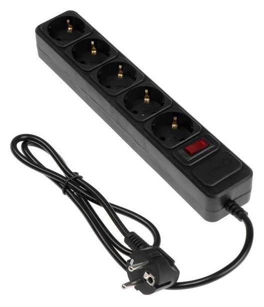 

Сетевой фильтр 5bites Sp5b-110 5S, 5 розеток, 1 м, 10 А, 3х0.75 мм2, с выкл., черный, Чёрный