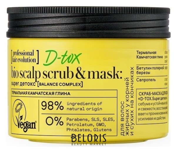 Скраб-маска для кожи головы перед мытьем головы D-TOX. Super детокс Natura Siberica Hair Evolution