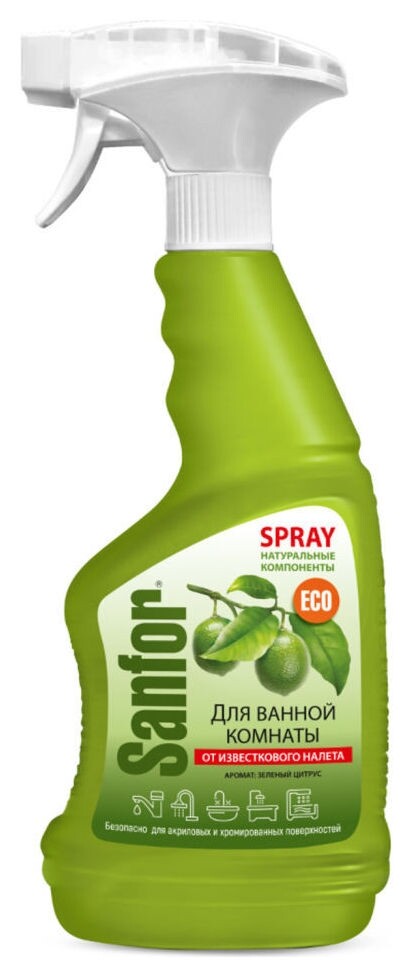 Спрей чистящий для ванной комнаты Зеленый цитрус Sanfor