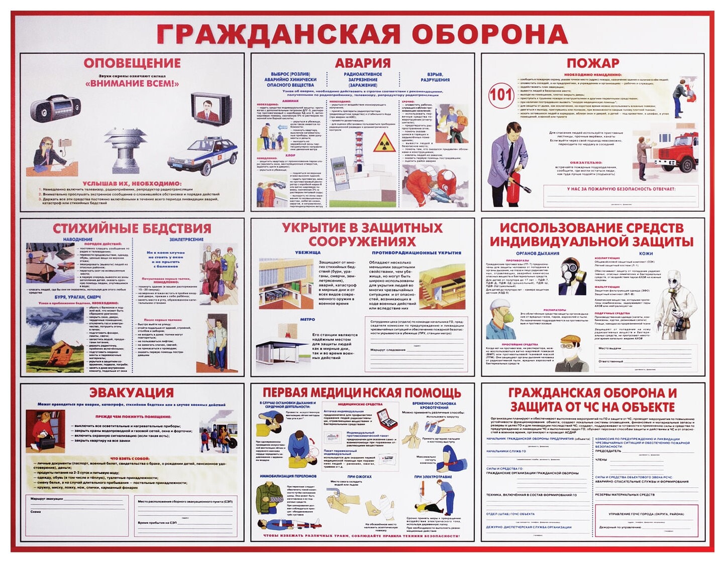 Доска-стенд информационная "Гражданская оборона" (910х700 мм), пластик  
