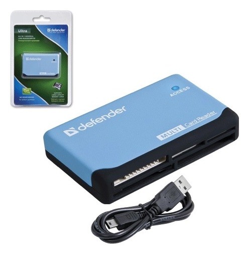 Картридер Defender Ultra, USB 2.0, порты SD, Mmc, TF, M2, CF, XD, MS, 83500 Defender