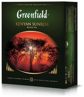 Чай Greenfield (Гринфилд) "Kenyan Sunrise" ("рассвет в кении"), черный, 100 пакетиков в конвертах по 2 г, 0600-09 Greenfield