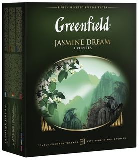 Чай Greenfield (Гринфилд) "Jasmine Dream" ("жасминовый сон"), зеленый с жасмином, 100 пакетиков в конвертах по 2 г, 0586-09 Greenfield