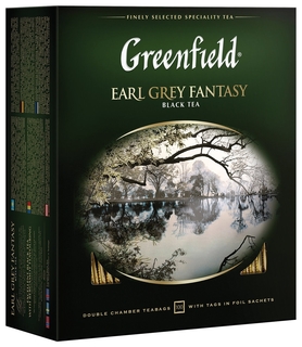 Чай Greenfield (Гринфилд) "Earl Grey Fantasy", черный с бергамотом, 100 пакетиков в конвертах по 2 г, 0584-09 Greenfield
