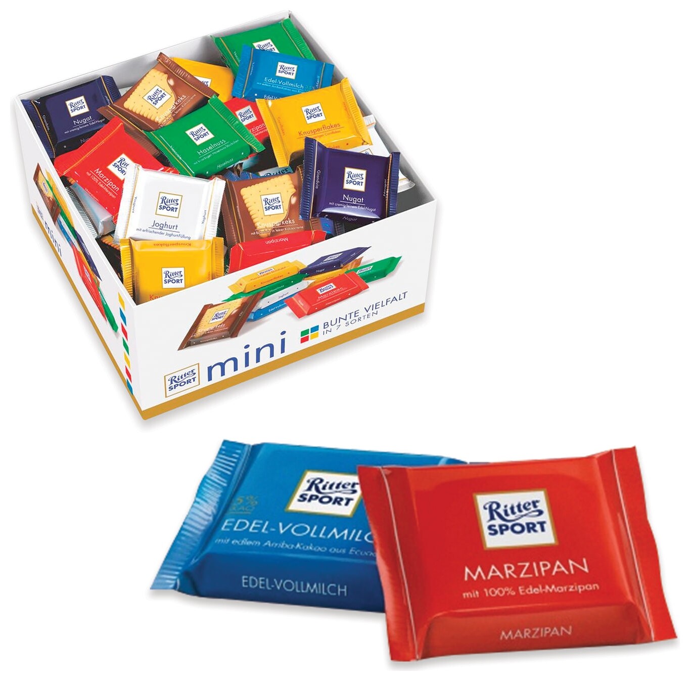 Шоколад порционный набор 7 вкусов  Ritter sport