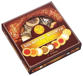 Печенье бискотти (Россия), 9 видов, сдобное, 345 г, картонная коробка Бискотти