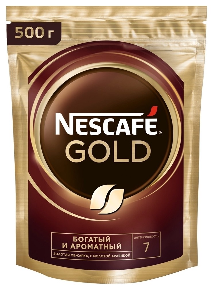 Кофе молотый в растворимом Nescafe (Нескафе) Gold, сублимированный, 500 ...