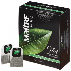 Чай Maitre (Мэтр) "Классический", зеленый, 100 пакетиков по 2 г, бак285р Maitre