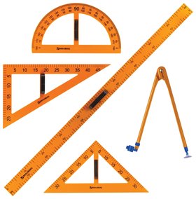 Набор чертежный для классной доски (2 треугольника, транспортир, циркуль, линейка 100 см), Brauberg, 210383 Brauberg