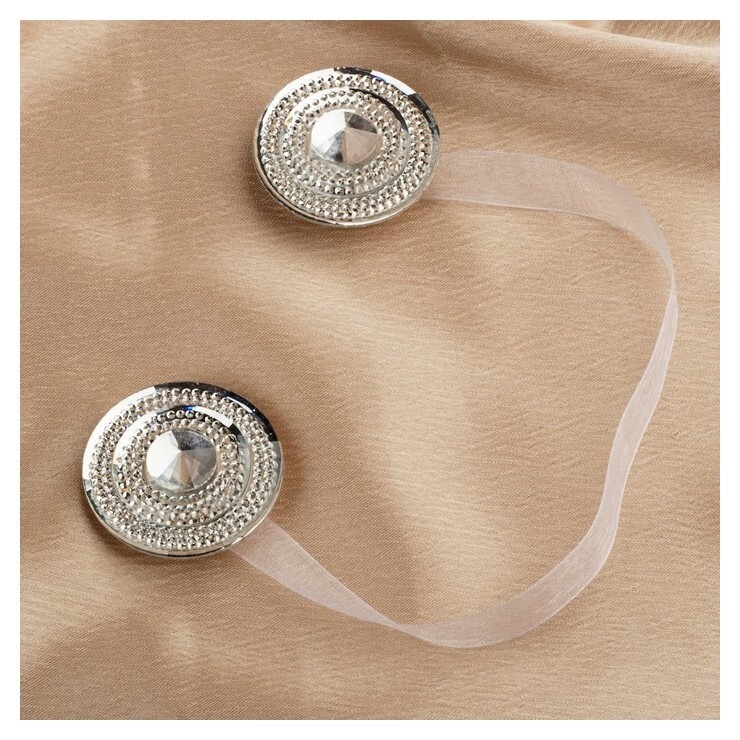 Подхват для штор «Блестящий круг», D = 4,5 см, цвет белый  Арт узор