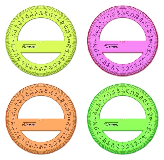 Транспортир 360*/10 см, Neon Cristal  Стамм