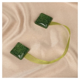 Подхват для штор «Квадрат блёстками», 3,5 × 3,5 см, цвет зелёный Арт узор