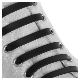 Набор шнурков для обуви, 6 шт, силиконовые, плоские, 13 мм, 9 см, цвет чёрный Onlitop