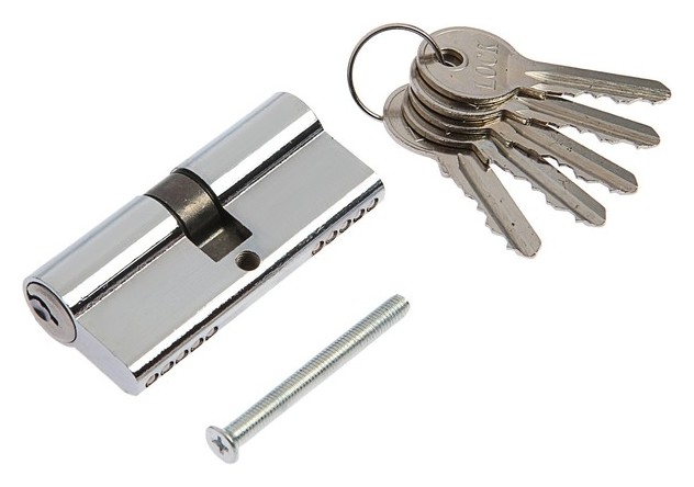 Цилиндровый механизм, 70 мм, английский ключ, 5 ключей, цвет хром