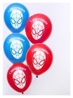 Воздушные шары «С днём рождения», человек-паук, 5 шт., 12" Marvel Comics