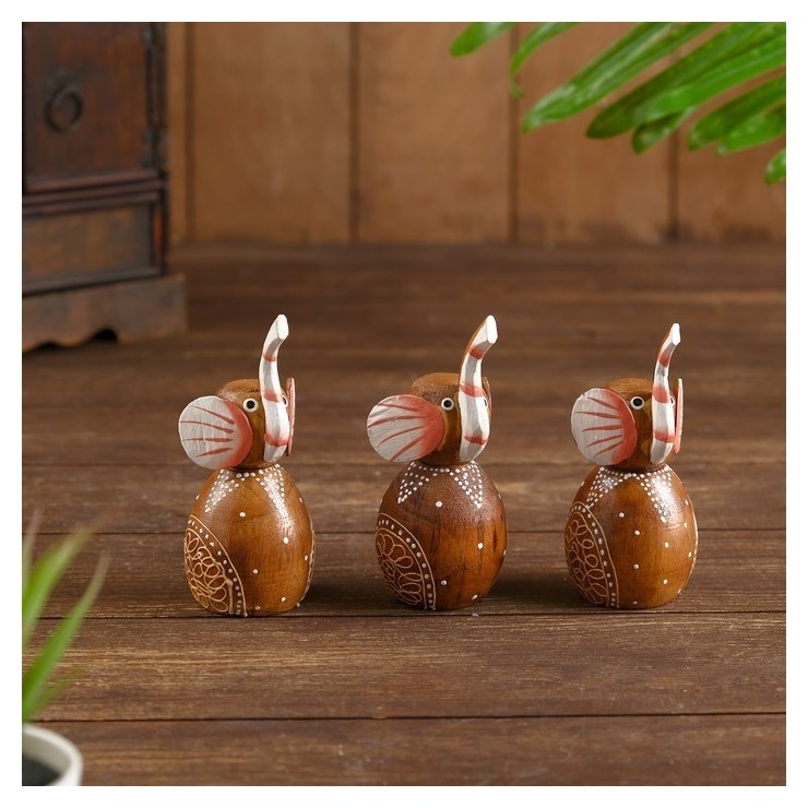 

Набор сувенирный "Слоники"(3 шт)14х4,5х12 см, Коричневый