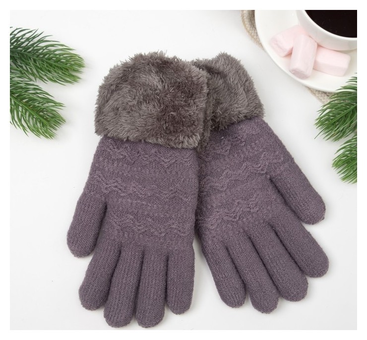 Перчатки женские термо, цвет серый, размер 18-20