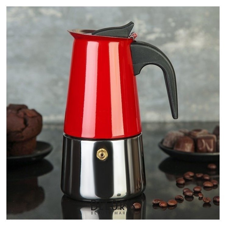 Кофеварка гейзерная «Итальяно», на 4 чашки, цвет красный NNB