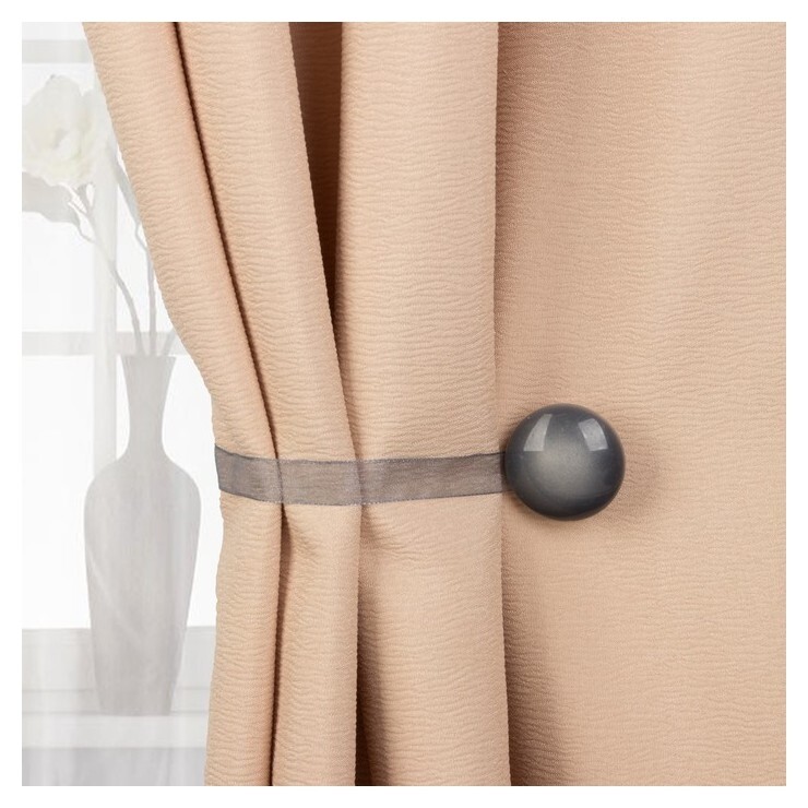 Подхват для штор на ленте, диаметр 4 см Цвет серый Арт узор