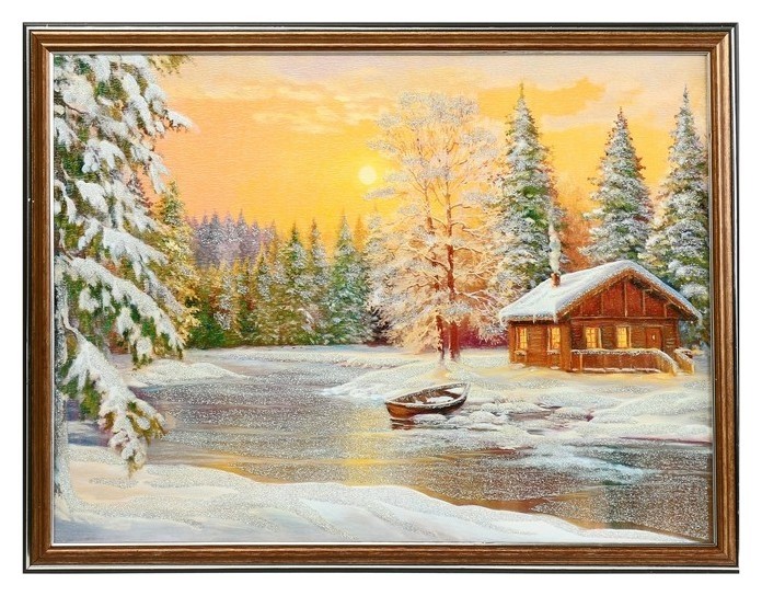 

Картина "Зимний вечер у реки" 33х43 см