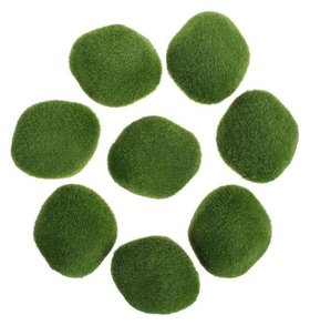 Мох искусственный Камни, набор 8 шт, цвет зелёный 