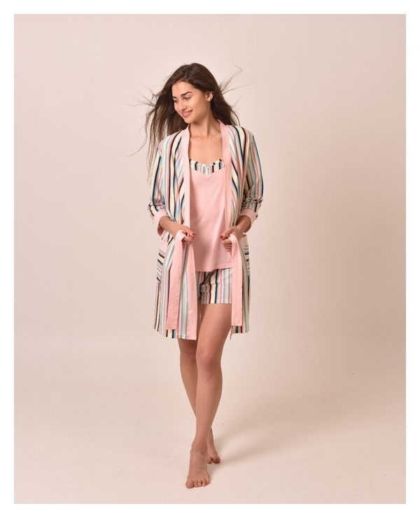 Костюм женский «Полосочка» цвет розовый/полоска, р-р 52