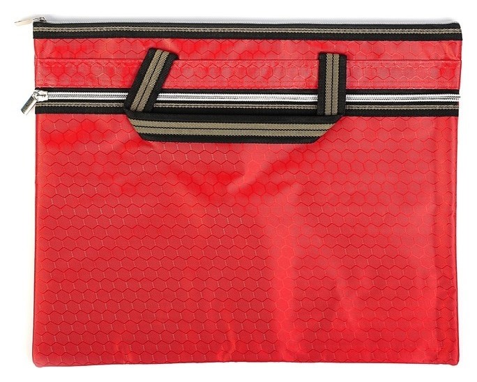 Портфель 1 отделение, А4, текстиль на молнии с ручками, с карманом красный