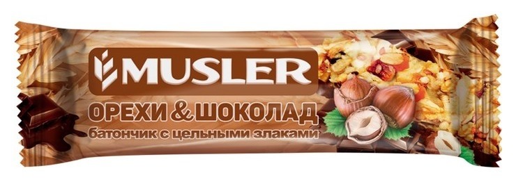 

Злаковый батончик Musler, орехи и шоколад, 30 г