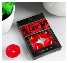 Набор чайных свечей ароматизированных "Бархатная роза" в подарочной коробке, 6 шт Страна Карнавалия
