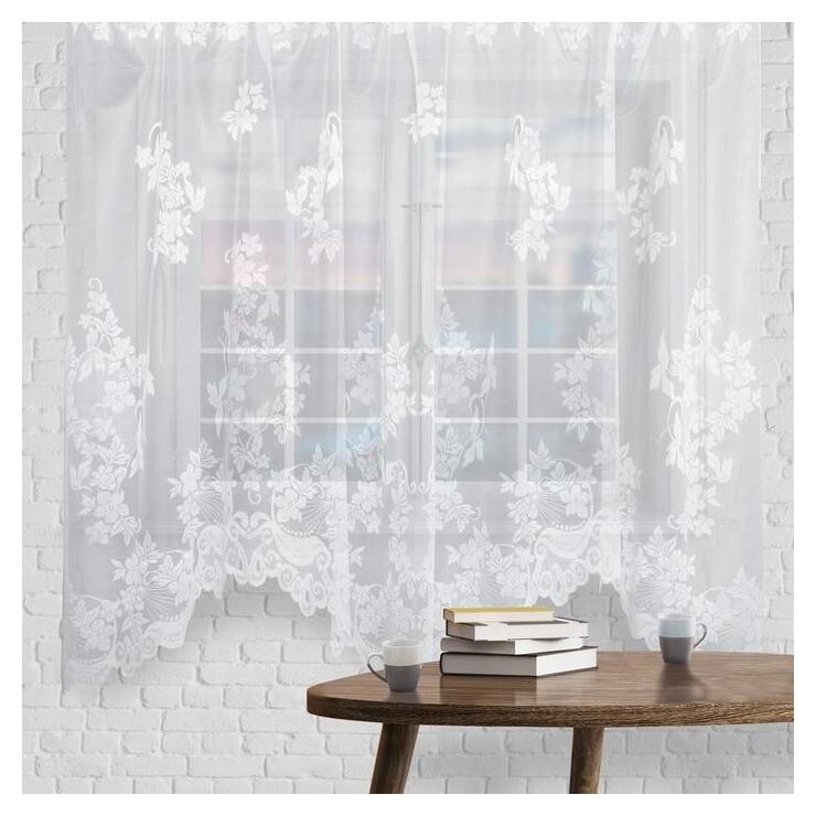 Штора кухонная р.м512б на шторной ленте в165*ш245 см, белый, пэ 100%  Лента