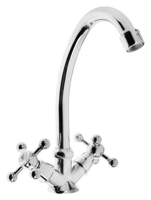 

Смеситель для кухни Zein Z20380101, кран-букса 3/8" резина, без подводки, хром, Хромированный