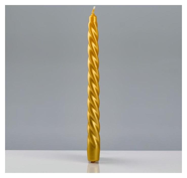 

Свеча "Лакированная витая №40", 2,2×23 см, золотая металлик, Золотистый