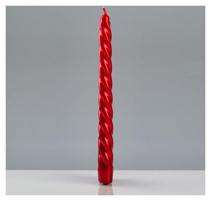 

Свеча "Лакированная витая №40", 2,2×23 см, красная металлик матовый, Красный