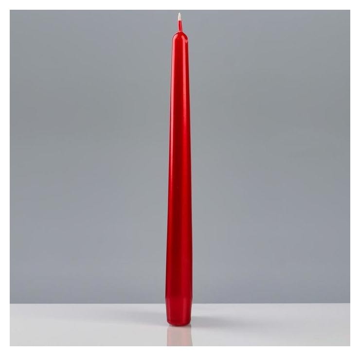 

Свеча "Лакированная античная №40", 2,2×23 см, красная металлик матовый, Красный