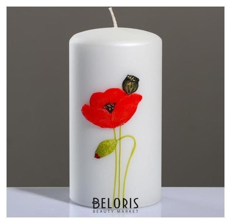 Свеча - цилиндр Маки, 8×15 см Poland Trend Decor Candle
