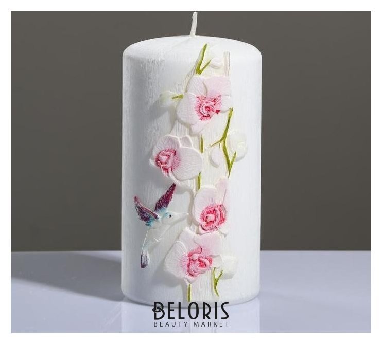 Свеча - цилиндр Орхидея бьянко, 8×15 см Poland Trend Decor Candle