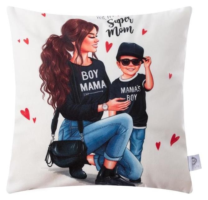 

Наволочка декоративная этель "Super Mom", 40*40 см,100% п/э, Чёрный