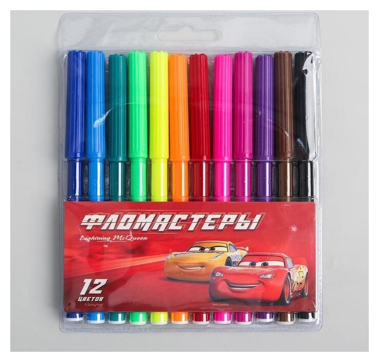 Фломастеры, 12 цветов, тачки  Disney