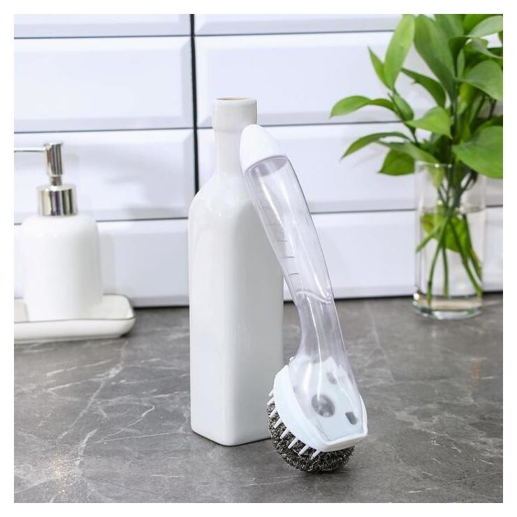 Губка для посуды с дозатором, металлическая, 14 гр Intellectico