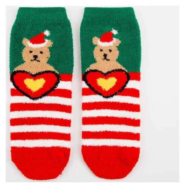 

Носки женские махра-пенка Медведь с сердцем р-р 23-25 (Р-р обуви 36-40), Зелёный