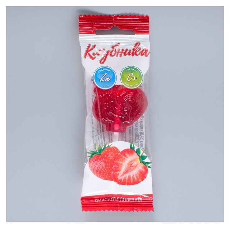Леденец «Петушок» с витамином С со вкусом клубники, 17 г Гуслица
