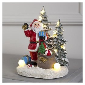 Фигура керамическая световая "Дед мороз" 20 см, 13 Led, Aaа*3 (Не в компл), т/белый LuazON Home